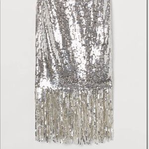 H&M Fringe-trimmed Sequined Skirt